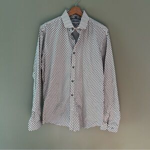 Express Men’s Fitted Button-Down Shirt Retro Pattern Size Large